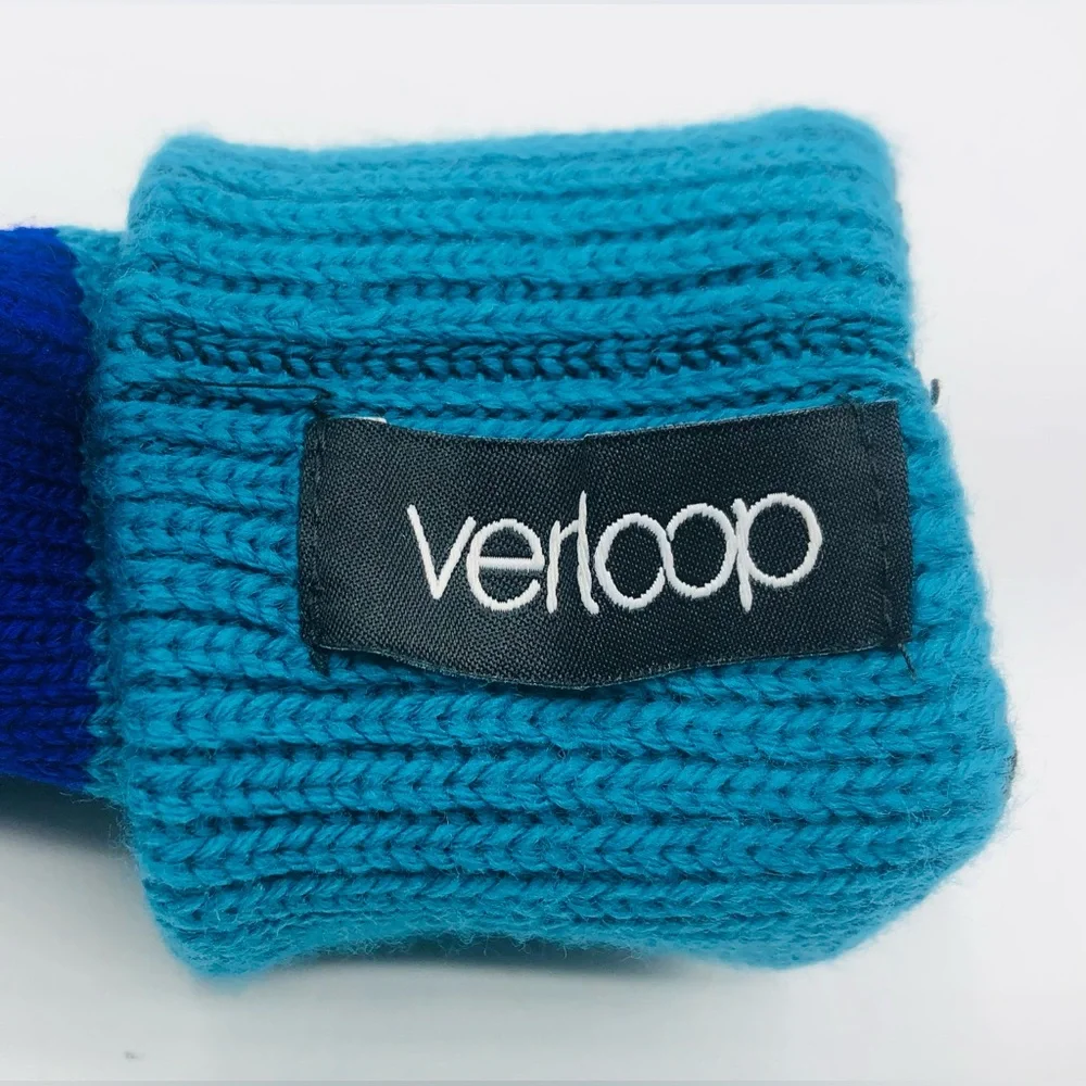Verloop Color Block Touchscreen Gloves Mittens Green Blue Black Color OS